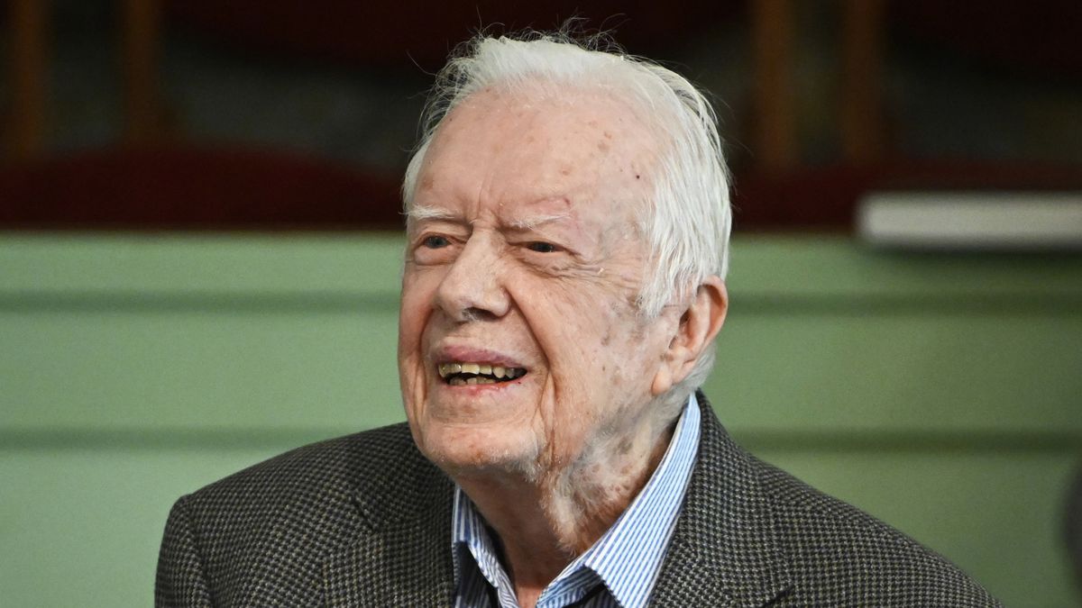 FILE - In this Nov. 3, 2019 file photo, former President Jimmy Carter teaches Sunday school at Maranatha Baptist Church in Plains, Ga.