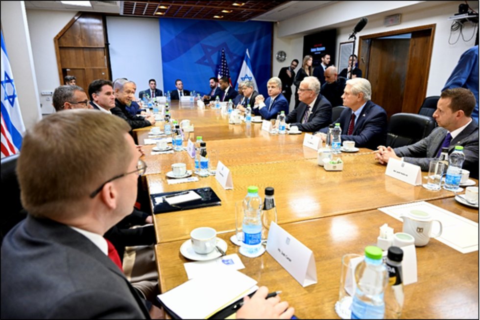 Meeting with Israeli leaders to discuss providing aid for Israel.