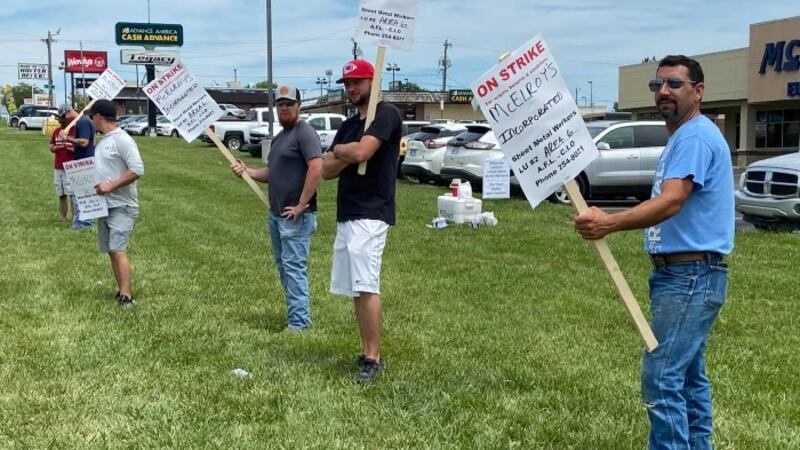 About 80 members of Sheet Metal Workers Local 2 went on strike against seven Topeka and...
