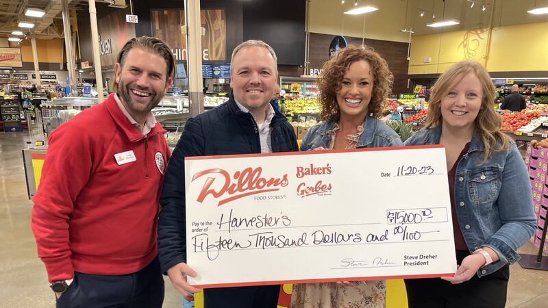 The money will be used to help Harvesters provide fresh proteins to local families in need...