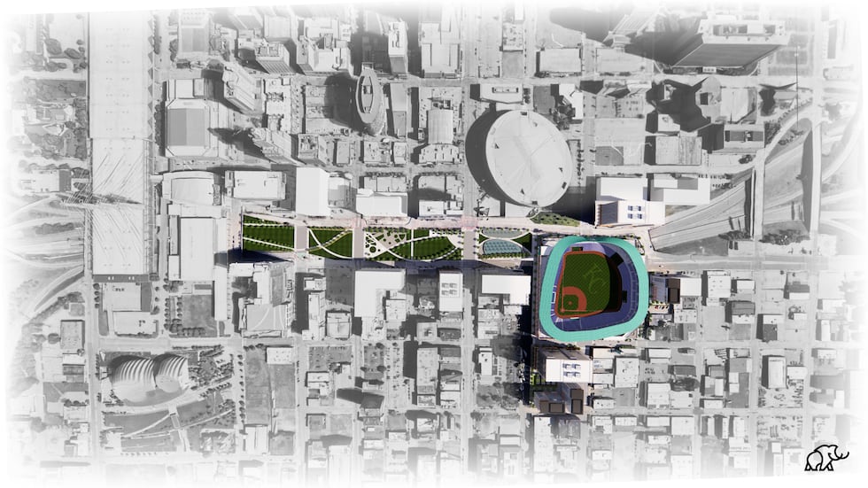 A new proposal for a stadium in downtown Kansas City to host the Royals.
