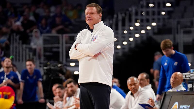 Kansas head coach Bill Self watches play against Texas Southern during a first-round game in...