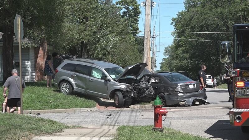 Wreck leads to gas line break.