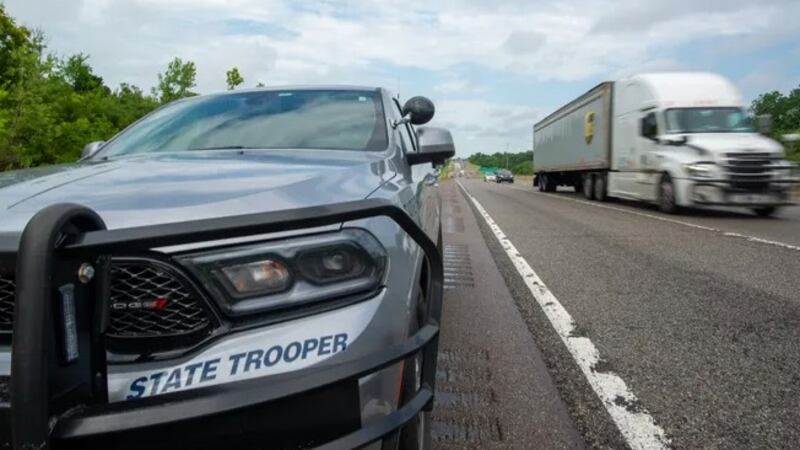 A Kansas Highway Patrol Trooper aids with traffic enforcement on Nov. 26, 2022.
