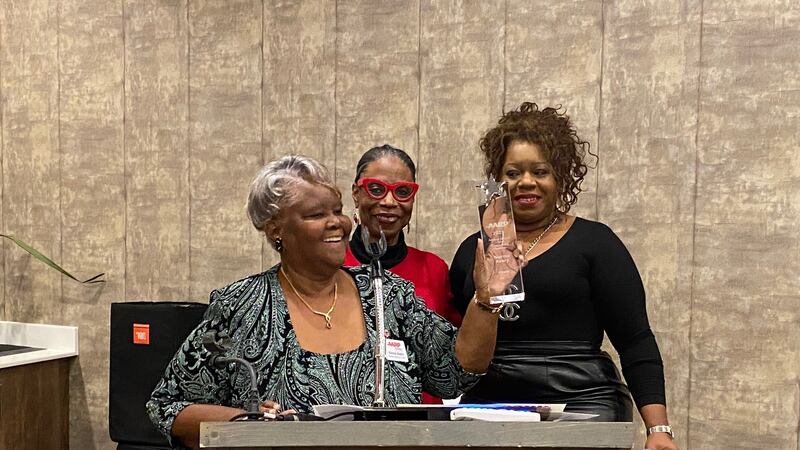 Norma Avery is awarded the Andrus Award by the AARP in November 2023.