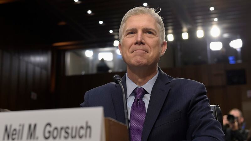 Supreme Court Justice nominee Neil Gorsuch prepares to testify on Capitol Hill in Washington,...