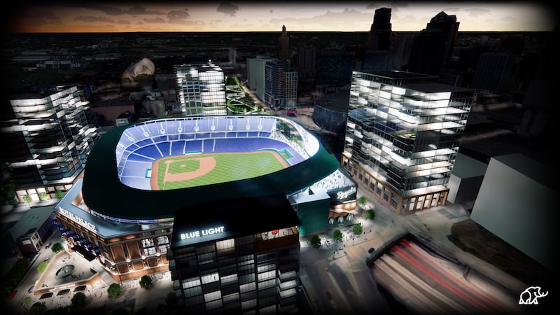 A new proposal for a stadium in downtown Kansas City to host the Royals.